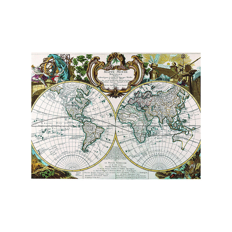 150x100cm Vintage French Map Old Version Office Decorative Map Non-woven Non-Smell Collapsible World Map Posters