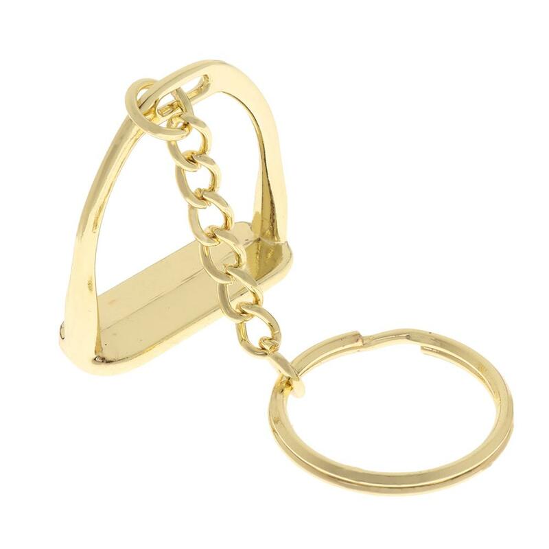 MagiDeal Leichte Silber/Gold Zink-legierung Western Steigbügel Keychain Schlüssel Ring Reit Ornament 8cm Ausrüstung Für Pferd Reiter