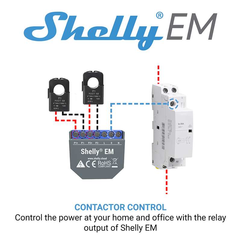 New EM + Clamp Domotica WiFi Operated Energy Meter Contactor Control Internal Memory Measurement And Configurable Alarm