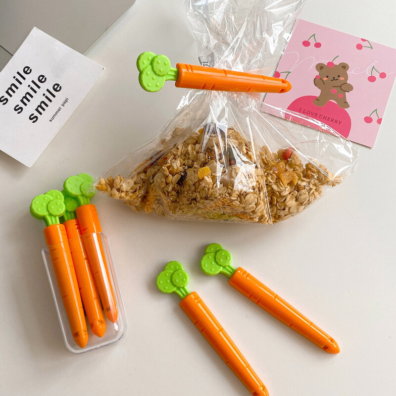 5PC Sealing Tongs Food Bag Closure Clip Cartoon Carrot Shape Moisture-Proof Clamp Fresh Keeping Sealing Clip Kitchen Accessories