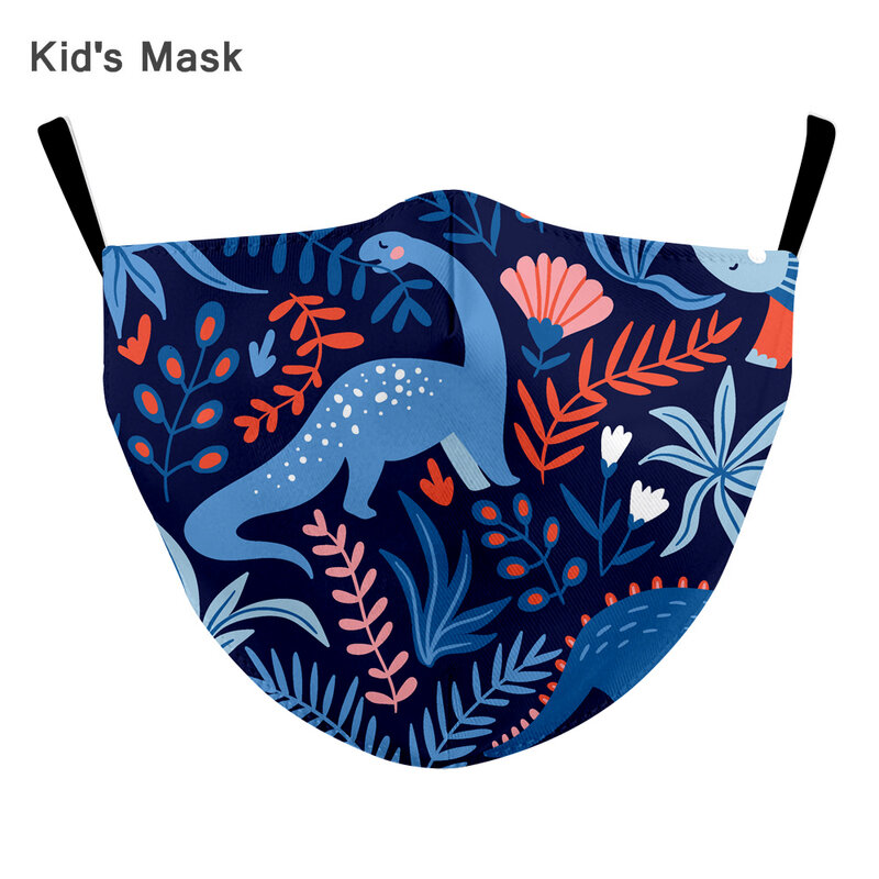 Máscara para niños de tela reutilizable con estampado de poni, mascarilla facial protectora lavable de dibujos animados, antipolvo