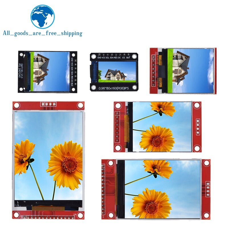 TZT-TFT Módulo LCD de tela colorida, interface de driver, SPI para arduino, 0,96 ", 1,3", 1,44 ", 1,8", 2,4 ", 2,8", 3,5"
