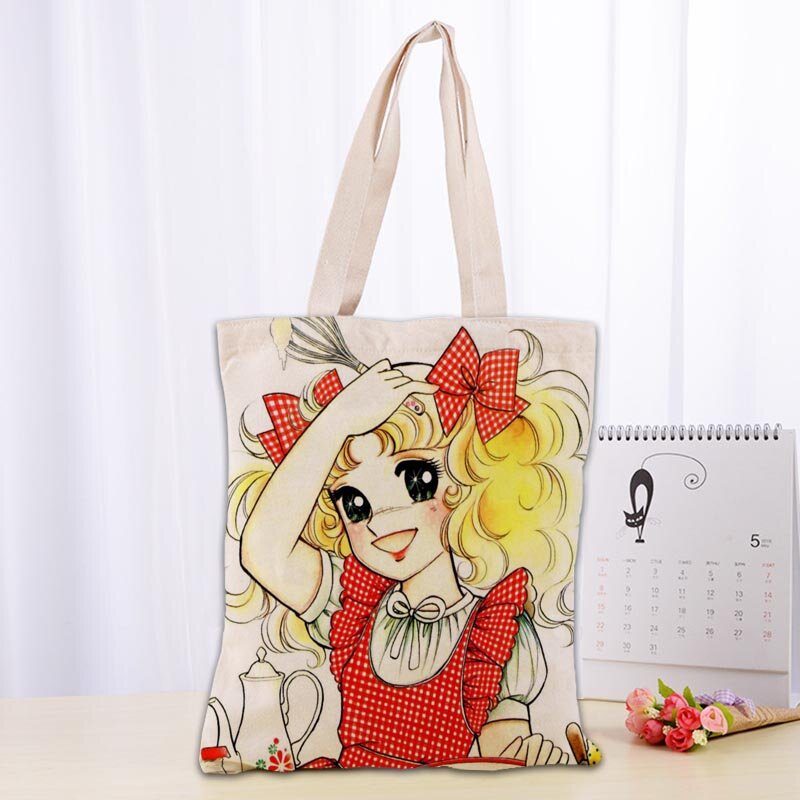 Custom Candy Candy Tote Bag Cotton Cloth Shoulder Shopper Bags for Women Eco Foldable Reusable Shopping Bags 0918