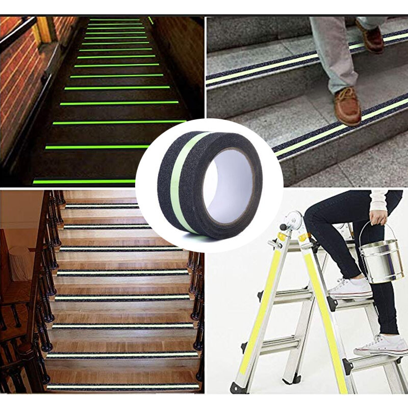 Fita de advertência de pvc fita de segurança adesiva forte fita de segurança de aderência de fita luminosa escadas piso antiderrapante interior