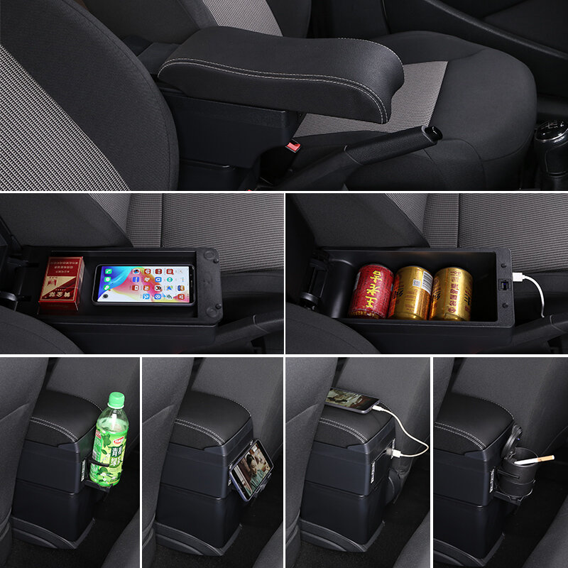 Подлокотник для SEAT Ibiza, автомобильный подлокотник для SEAT Ibiza, внутренняя модификация, USB зарядка, пепельница, автомобильные аксессуары