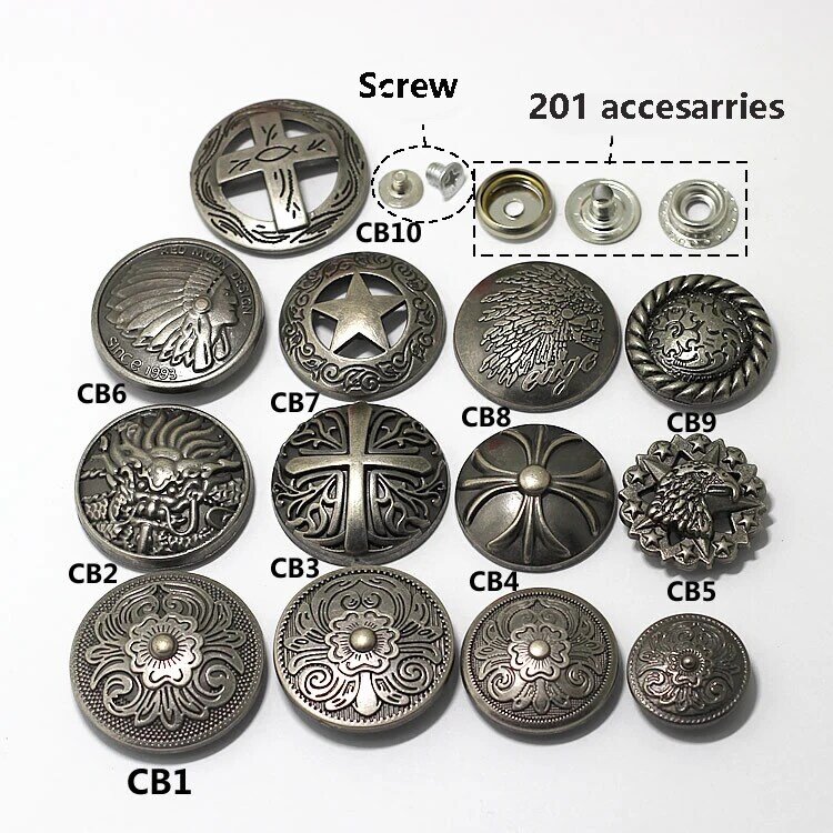 Botões de pressão de metal prateados, rebite de unha com contas decoração para couro, bolsa, fecho de pressão, acessórios de costura de couro