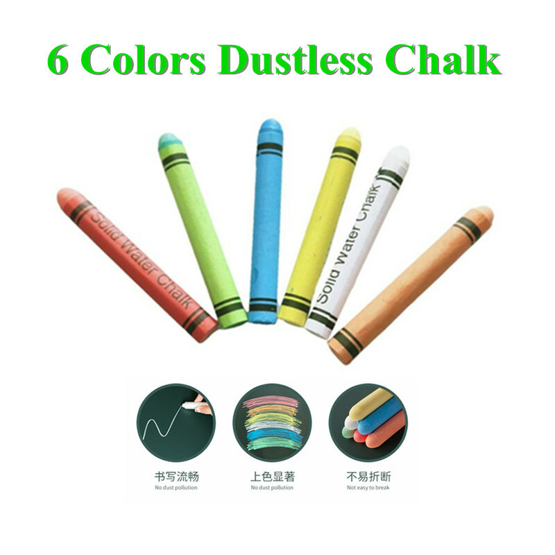 6pcs Teachers Use Water-soluble Dust-free Chalk Set Drawing Chalk Office School Education Supplies Accessories