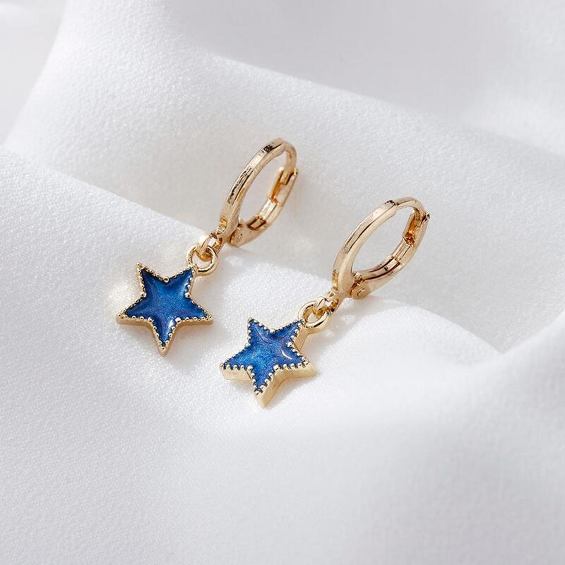 Boucles d'oreilles étoile lune pour femmes, mode coréenne, boucles d'oreilles délicates, pour fête de fiançailles, pendentifs, cadeaux