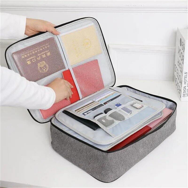 Large Capacity Multi-layer Document Tickets Storage Bag Certificate File Organizer Case Home Travel Passport Briefcase