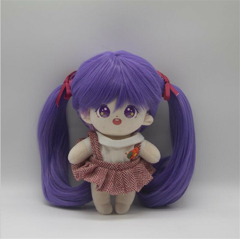 20cm idol boneca de pelúcia vestir peruca cabelo encaracolado em linha reta brinquedo de pelúcia diy boneca acessórios
