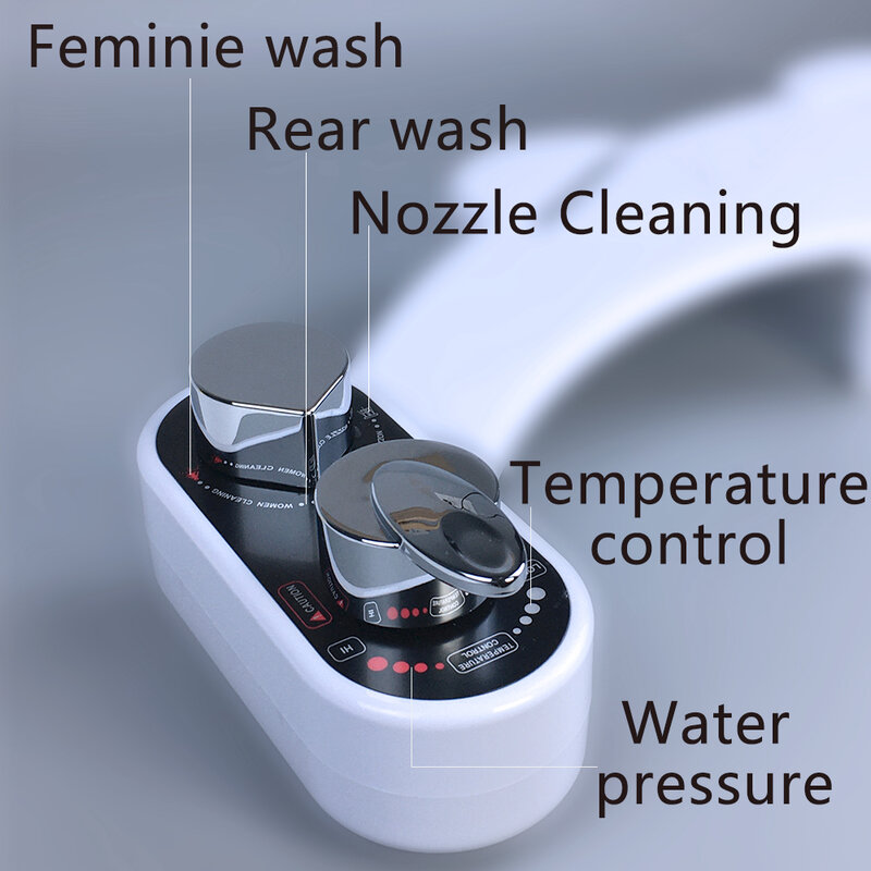 Bidé auto-limpante para assento sanitário, pulverizador de água aquecida quente e fria, bocal duplo, Shattaf não elétrico, quente