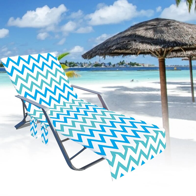 Toalha de praia toalha de praia para praia de verão cobertura de cadeira de praia com bolsos