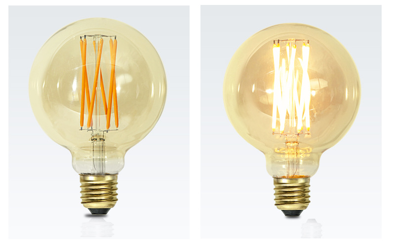 Bombilla LED Edison para restaurante y dormitorio, luz de filamento, marrón y dorado, T45, G80, G95, G125, 4W, 8W, 2700K, E27, AC, 220V, 110V