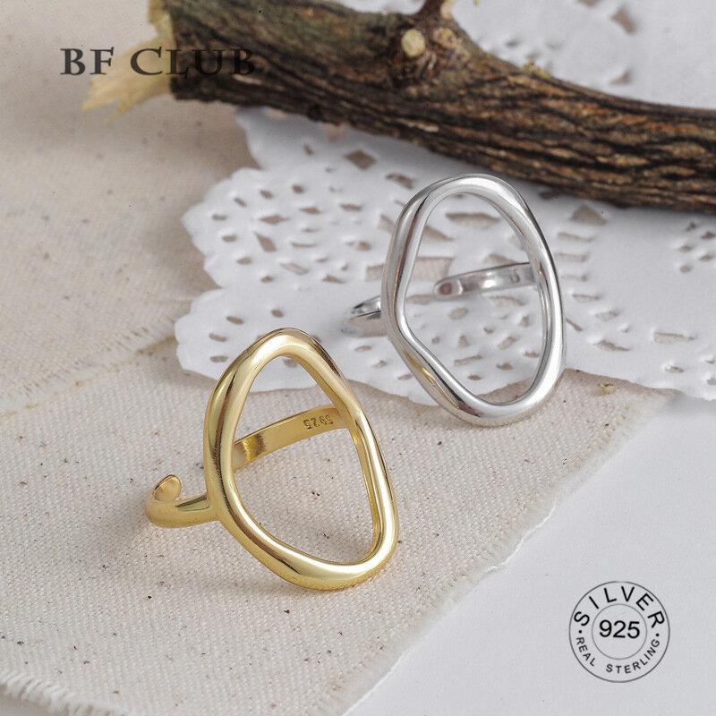 Anéis de prata esterlina para mulheres 925, vazados, cor de ouro, temperamento, personalidade, moda feminina, anel de abertura retrátil