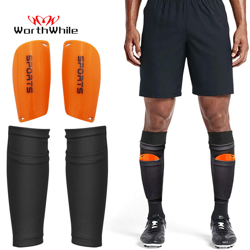 WorthWhile-espinilleras de fútbol para adolescentes, almohadillas de calcetines, protectores profesionales, mallas brillantes, equipo de protección, 1 par