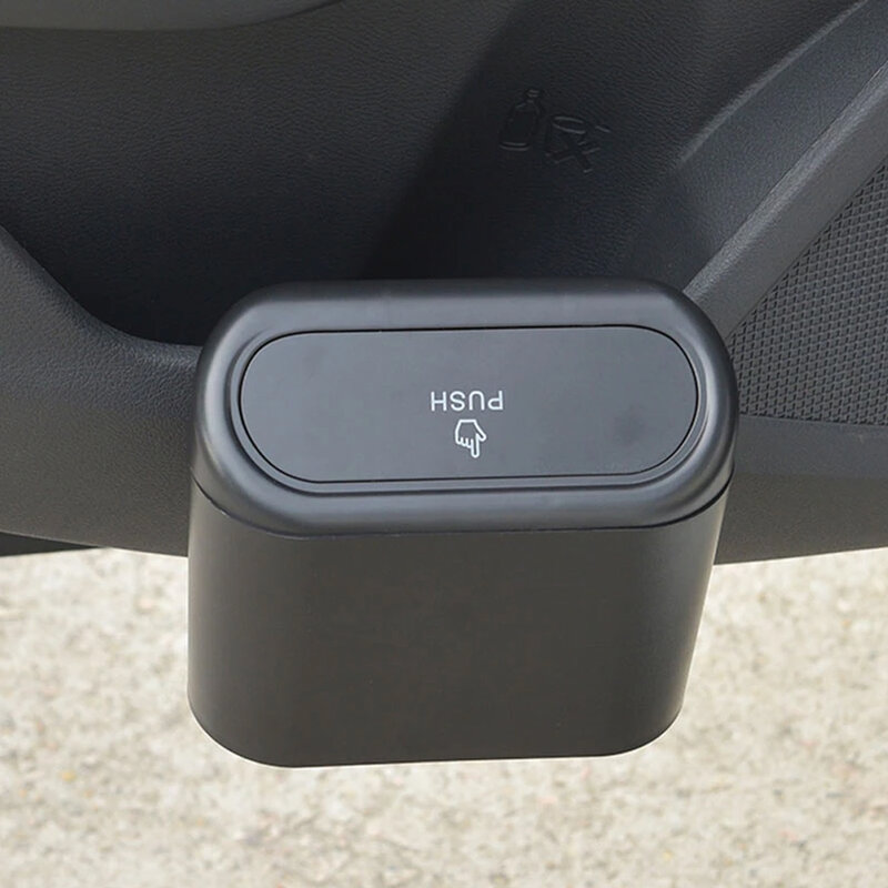 Cubo de basura para Interior de coche, Mini bandeja de empuje, caja de basura, soporte de Clip para asiento de puerta, accesorios automotrices, 1L