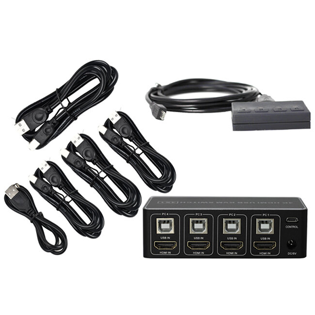 Commutateur KVM HDMI 4K USB 4-en-1, sortie 4KX2K/30HZ, win10/8/mac os Projecteur HDTV PC portable