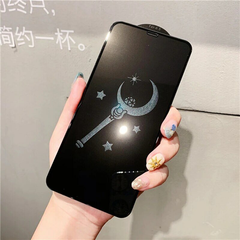 Design furtivo sailor moon varinha mágica 9h 6d vidro temperado protetor de tela para iphone 6s 7 8 plus x xr xs 11 12 mini pro max