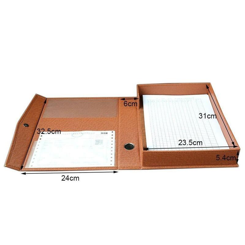 Office Supplies PU Leather File Rack A4 Paper Storage Boxes Document Data Holder with Pockets Card Receipt File Folder