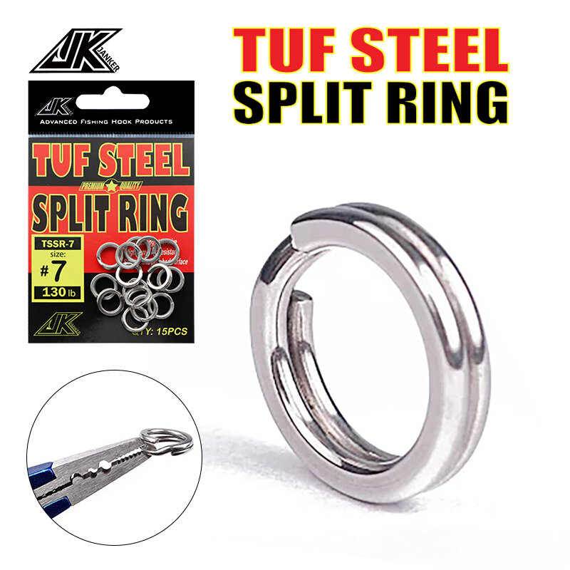 Рыболовные сплит-кольца JK из нержавеющей стали для приманки, сплошное кольцо, петля для джига соединители для наживки и тип 8, сплошное кольцо, шарнирный соединитель, комбинация