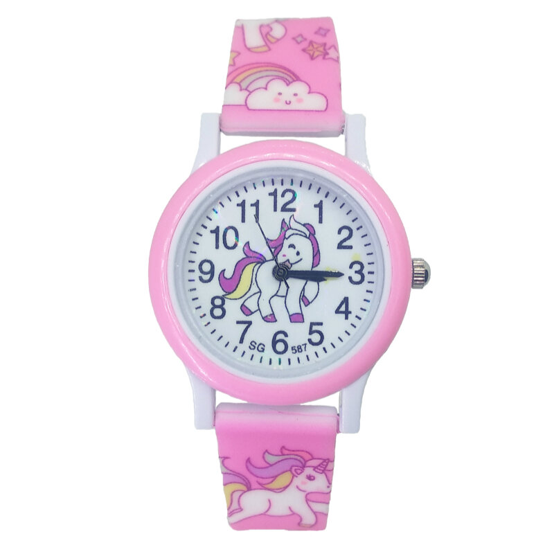 Moda dziecięca Cute Unicorn Cartoon Girls chłopcy dziecko kucyk zegar Student dla dzieci z motywem sportowym zegarek zegarek dziecięcy upominki na imprezę urodzinową