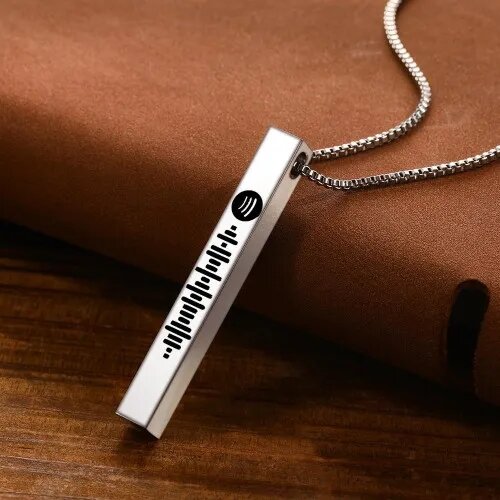Bracelet personnalisé unisexe avec Code Spotify Scannable, collier avec barre verticale gravée en 3D, cadeaux commémoratifs pour elle