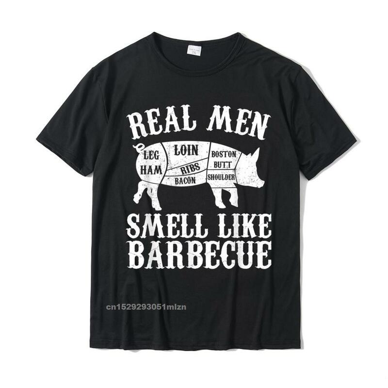 Heren Echte Mannen Ruiken Naar Barbeque Bbq Barbecue Grillen T-Shirt Van Hoge Kwaliteit Heren T-Shirt Custom Tops T-Shirt Katoen Casual