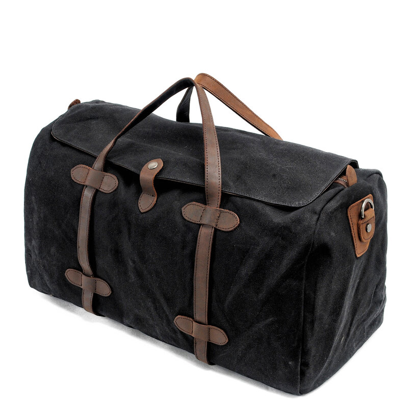 Vzva Retro Mode Reistas Mannen Handtas Canvas Lederen Grote Capaciteit Lange Afstand Zakelijke Tas Rits Messenger Bag