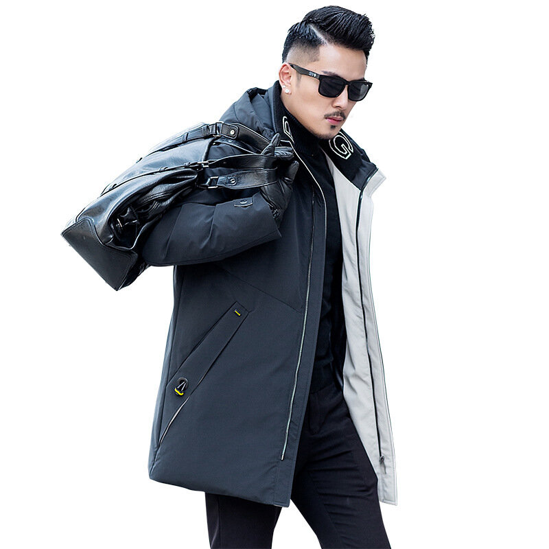 Новинка 2020, зимняя куртка на белом утином пуху, мужское пальто в Корейском стиле, мужской пуховик с капюшоном, теплая парка, пальто 19609 YY1458
