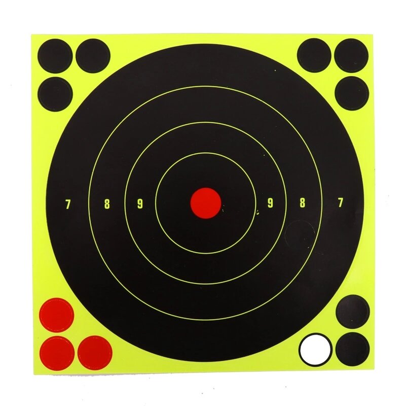 8 "6 uds. Autoadhesivos de retroalimentación instantánea de objetivos, papel de objetivo de entrenamiento, blancos de disparo reactivos