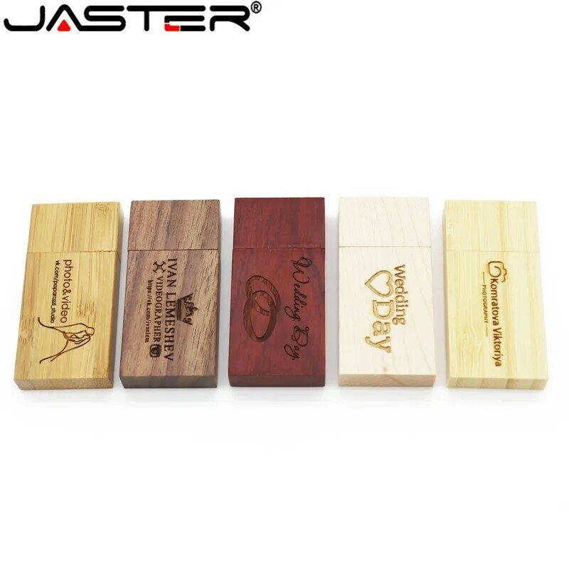 JASTER (freies individuelles logo) holz block USB 2,0-stick mahagoni-stick 4GB / 8GB / 16GB / 32GB /64GB Pen Drive Speicher