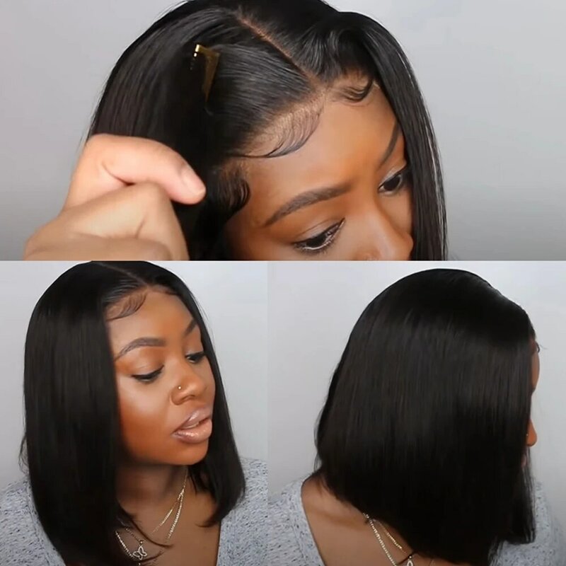 13x4 Brazilian Lace Front Human Hair Wigs Short Straight Bob Wig For Women Remy 4x4 Lace Closure Bob Wigs With Baby Hair