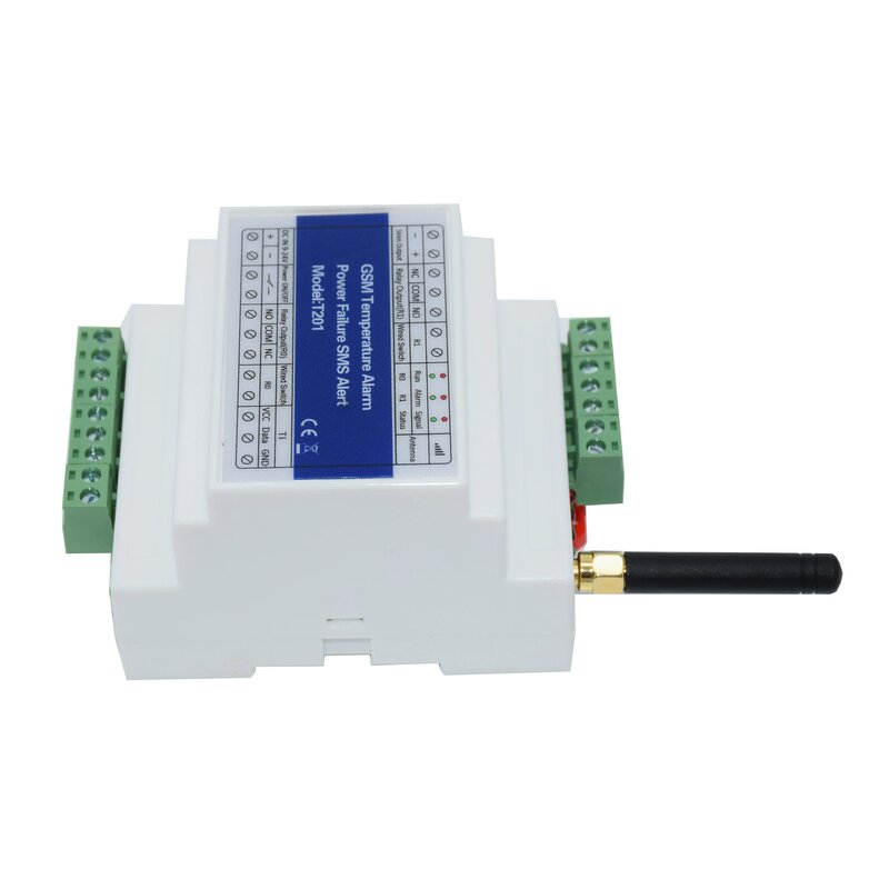 Alarma de Monitor de estado de temperatura, Control remoto GSM SMS, carril DIN superior con 2 salidas de relé