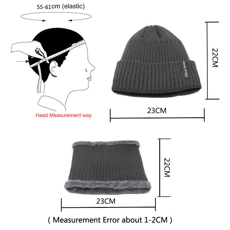 Chapéus de inverno para homens e mulheres, gorro casual masculino de malha e gorro grosso, quente e esportivo