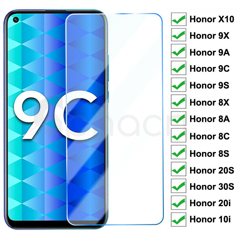 Vidrio Templado 9H para Huawei Honor 9X 9A 9C 9S 10X Protector de pantalla Honor 8X 8A 8C 8S 20S 30S 9i 10i 20i, vidrio Protector de seguridad