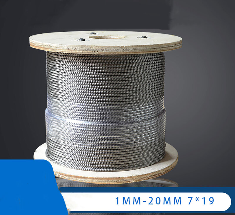 304 Stainless Steel Wire Rope, Pesca Lifting Cable, Rustproof Clothesline, 7x19, 1mm, 1.2mm, 1.5mm, 2mm, 2.5mm-5mm, 1m