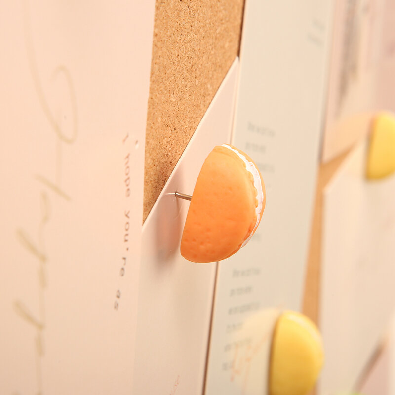 MOGII-chinchetas decorativas para tablero de corcho, alfileres de empuje en forma de Macaron, material de papelería creativo, suministros escolares y de oficina