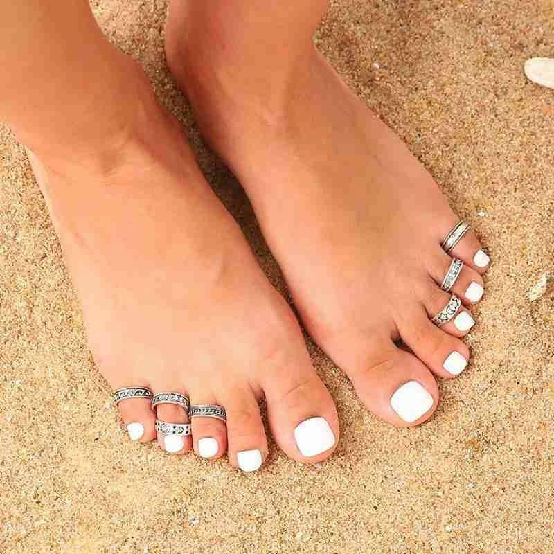 7 sztuk zestawy pierścionków stóp czechy fale księżyc wzór w gwiazdy kobiety otwórz Retro srebrny prosta biżuteria otwarta strona srebrna plaża H7k8