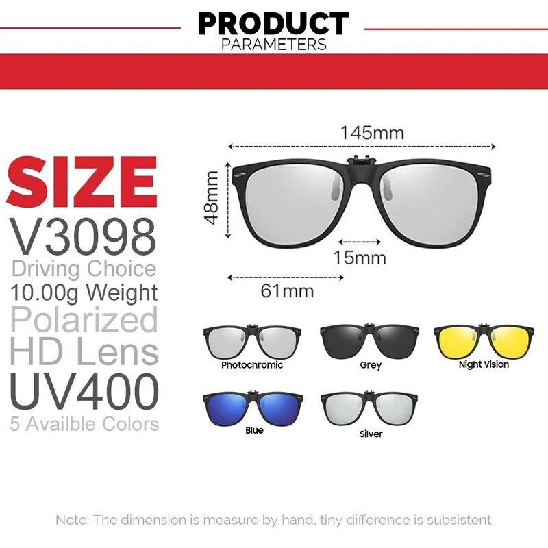 VIVIBE-フォトクロミック偏光レンズ,サングラスクリップ付き,運転用,クリップ付き,男性と女性用,クリップ付き,ファッショナブルな製品,2024