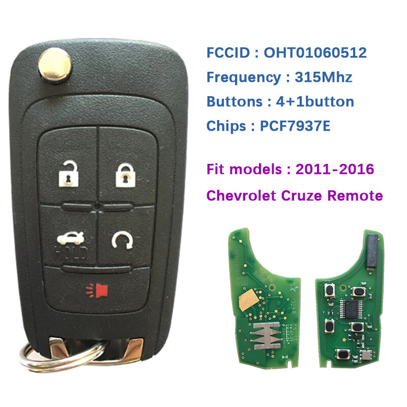 Chave de flip remoto para Buick Chevy GMC, Substituição CN014058, Chip ID46, 315Mhz, OHT01060512