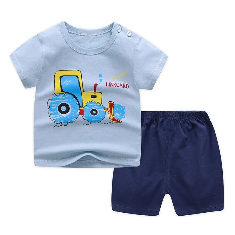 Summer Baby Boys T-shirt+short Pants 2pcs Set 100% Cotton Girls Clothing Sets Fashion Children Sets Infant Kids Pajamas 6m-3Y
