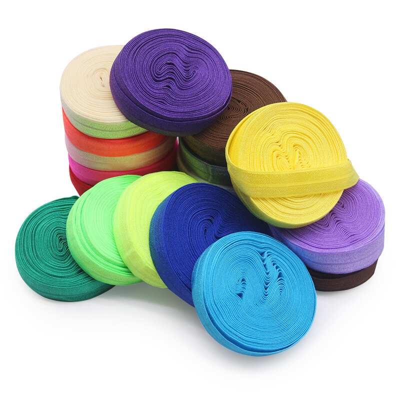 Bande élastique multicolore repliable en Spandex, 5yds, 5/8 pouces (15mm), ruban brillant, couture de dentelle, garniture de taille, accessoire de vêtement