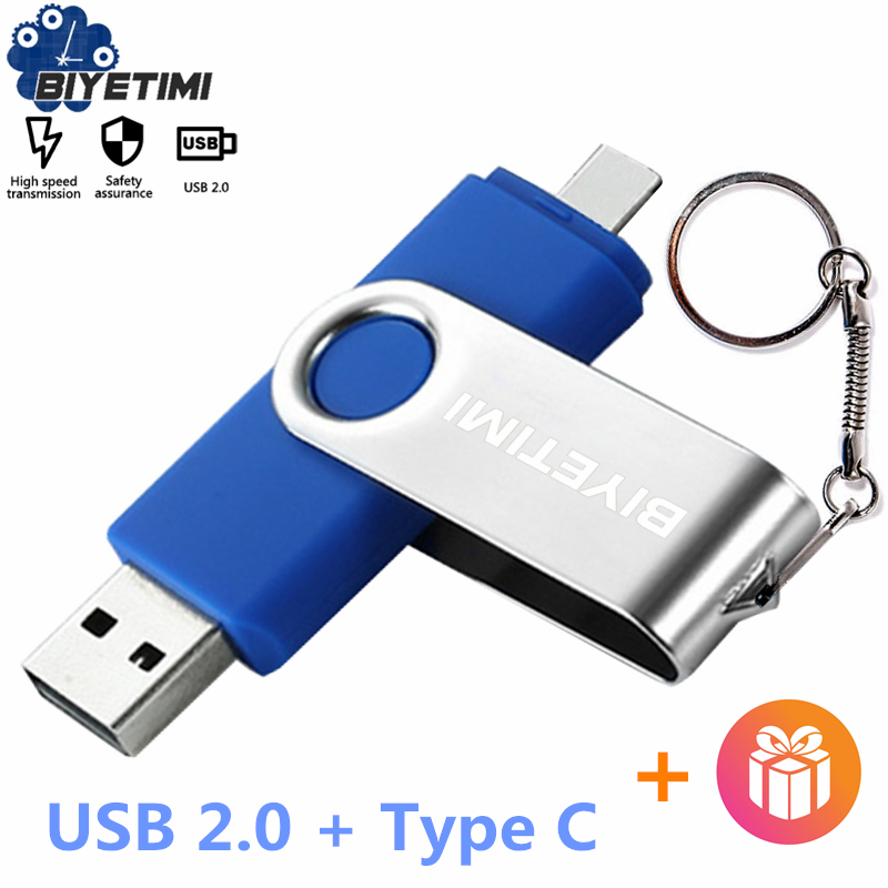 Biyetimi-타입 C usb 플래시 드라이브 128GB OTG 2.0 64GB 펜 드라이브 32GB, 실제 용량 usb 휴대폰 및 cpc용 메모리 스틱
