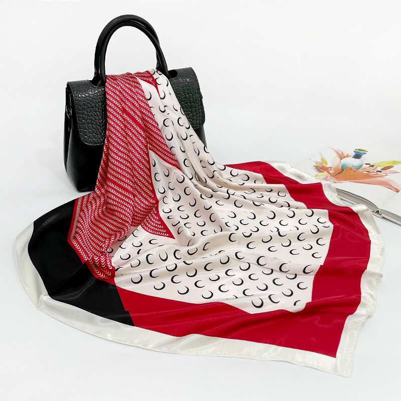 Bufanda cuadrada de seda para mujer, chal Simple y versátil, grande, 90x90CM, novedad