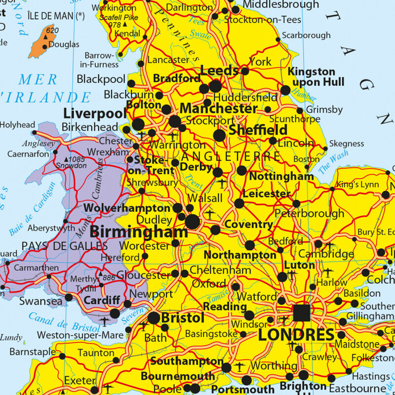 60*90 см карта транспорта Великобритании, политическая карта во французском английском языке, картина, домашний декор, школьные принадлежности