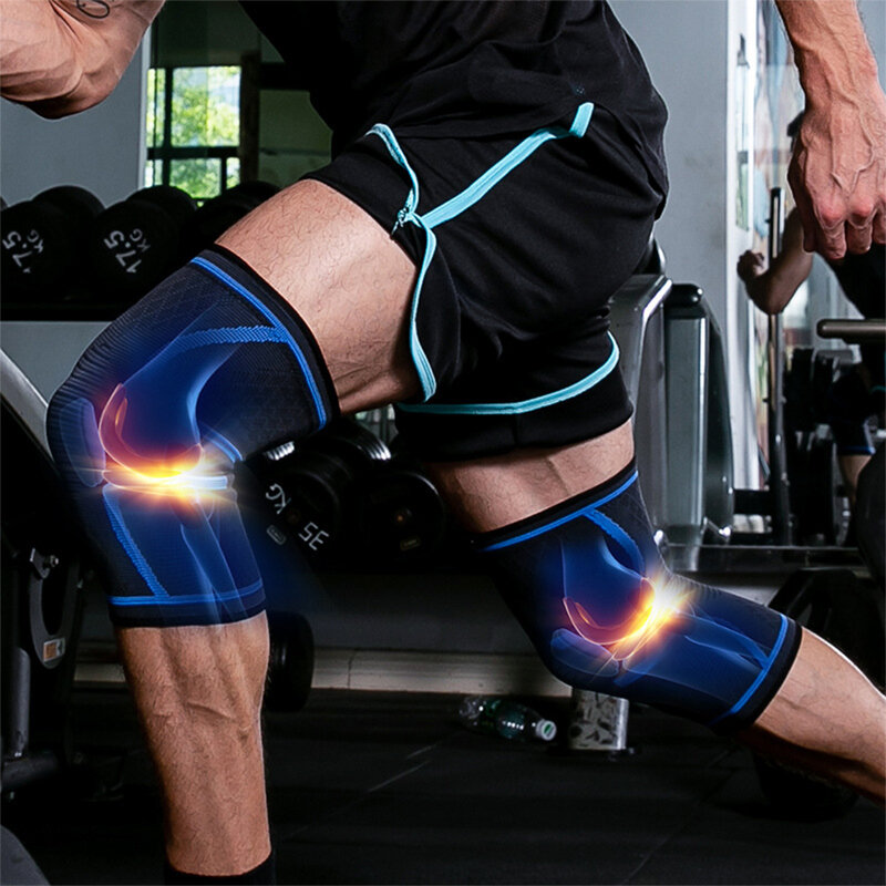 Uniseks Nilon Olahraga Bantalan Lutut Elastis Kompresi Mendukung Lari Kebugaran Penutup Lutut Luar Ruangan Pelindung Latihan