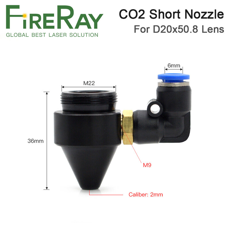 Fireray boquilla de aire para lente Dia.20 FL50.8 o cabezal láser, uso para máquina de corte y grabado láser CO2