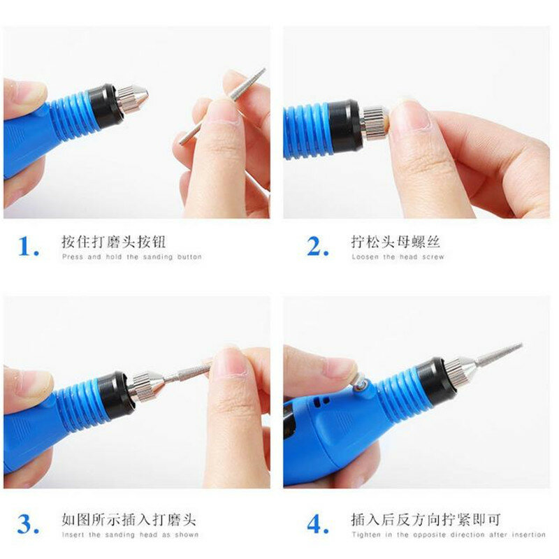 USB Charging 1 Set Electric Nail Drill Machine Kit Manicure Machine Pedicure 6 Bits Sanding Buffer Nail File Nail Art Pen 20#