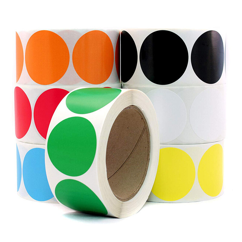 Adesivos etiquetas coloridas 500 peças/rolo, etiquetas de etiqueta com pontos 1 espaço para scrapbook, para presente, embalagem, papelaria