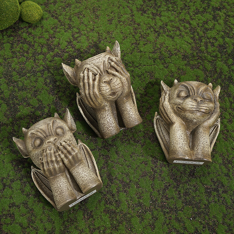 NORTHEUINS Resin Gargoyle Vas Bunga Patung untuk Interior Abstrak Monster Pot Bunga Rumah Luar Ruangan Taman Dekoratif Patung